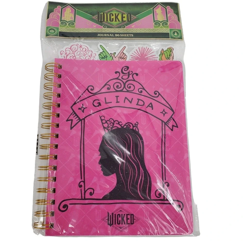 Wicked Journal Spiral Bound Pink Glinda Bookmarks Sections 96 Pages 8